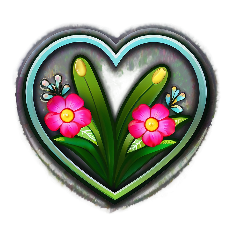 Heart And Flowers Illustration Png Bsc PNG image