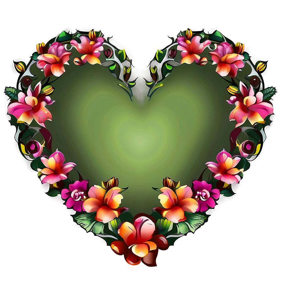 Heart And Flowers Illustration Png Knp PNG image