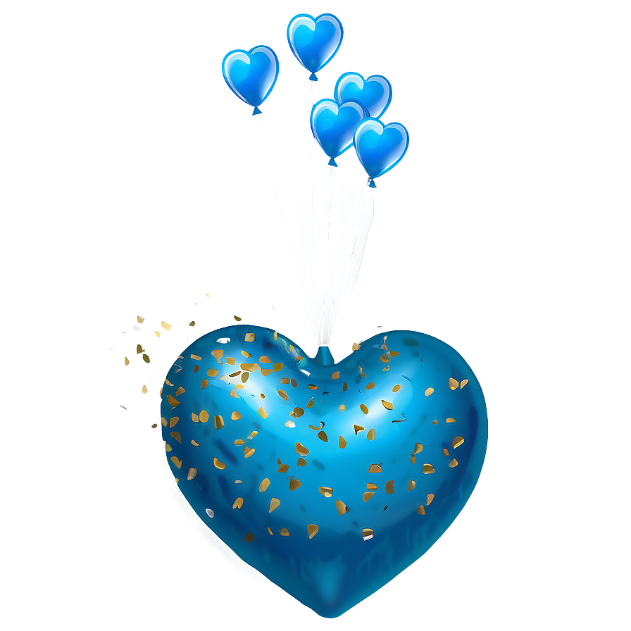 Heart Balloon With Confetti Png 06212024 PNG image