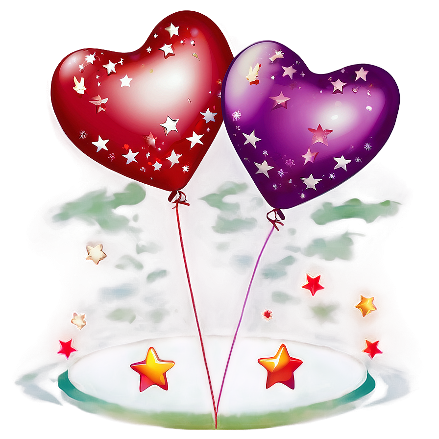 Heart Balloon With Stars Png Agb PNG image