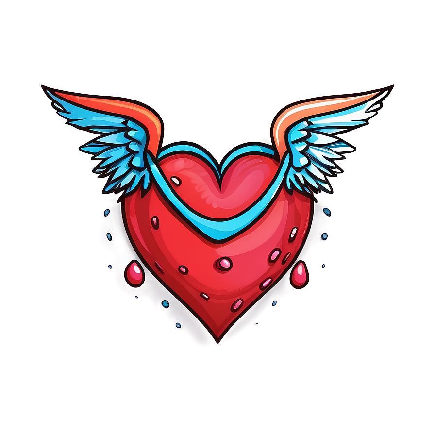 Heart Doodle With Wings Png 06262024 PNG image