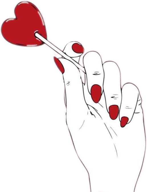 Heart Lollipop Hand Illustration PNG image