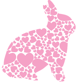 Heart Patterned Bunny Silhouette PNG image