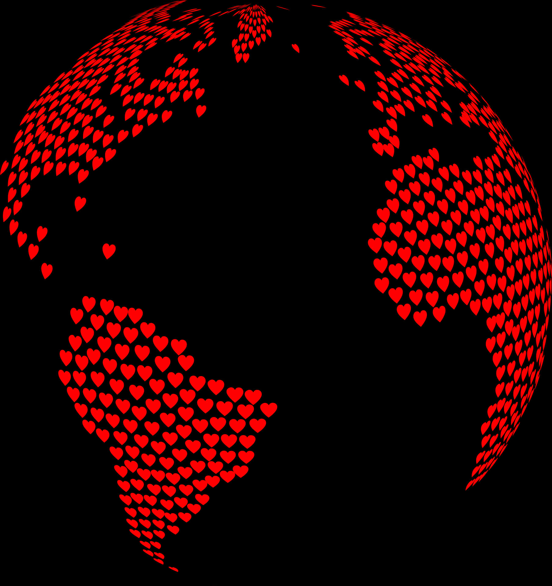 Heart Patterned World Map PNG image