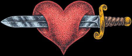 Heart Piercedby Dagger Tattoo Design PNG image