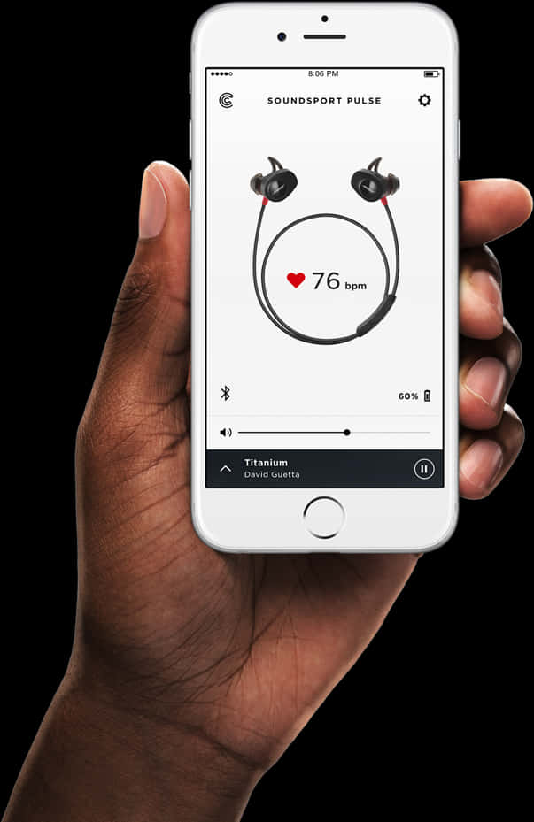 Heart Rate Monitor Earphones App Screen PNG image