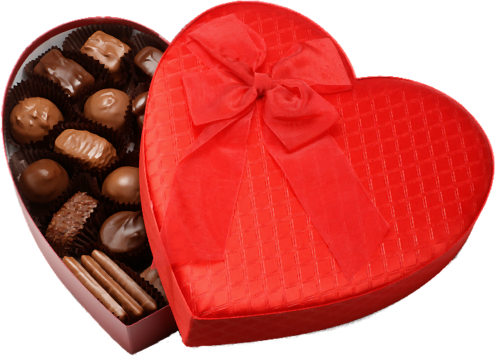 Heart Shaped Chocolate Box Valentines PNG image