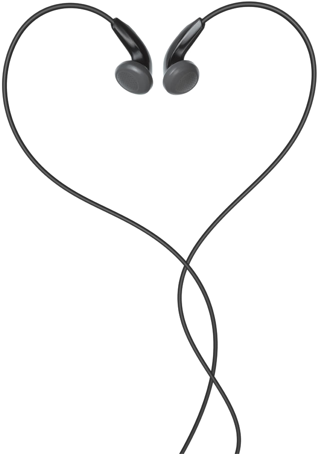 Heart Shaped Earbuds Cable Love PNG image