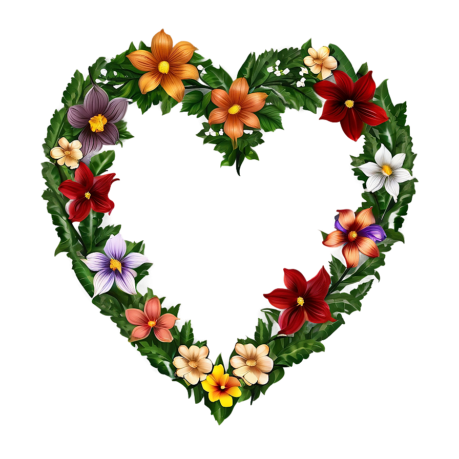 Heart Shaped Flower Border Png 12 PNG image