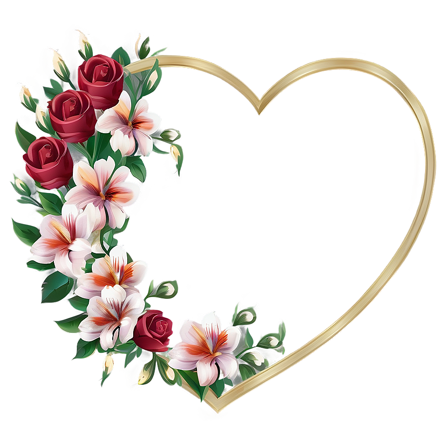 Heart Shaped Flower Border Png Daj76 PNG image