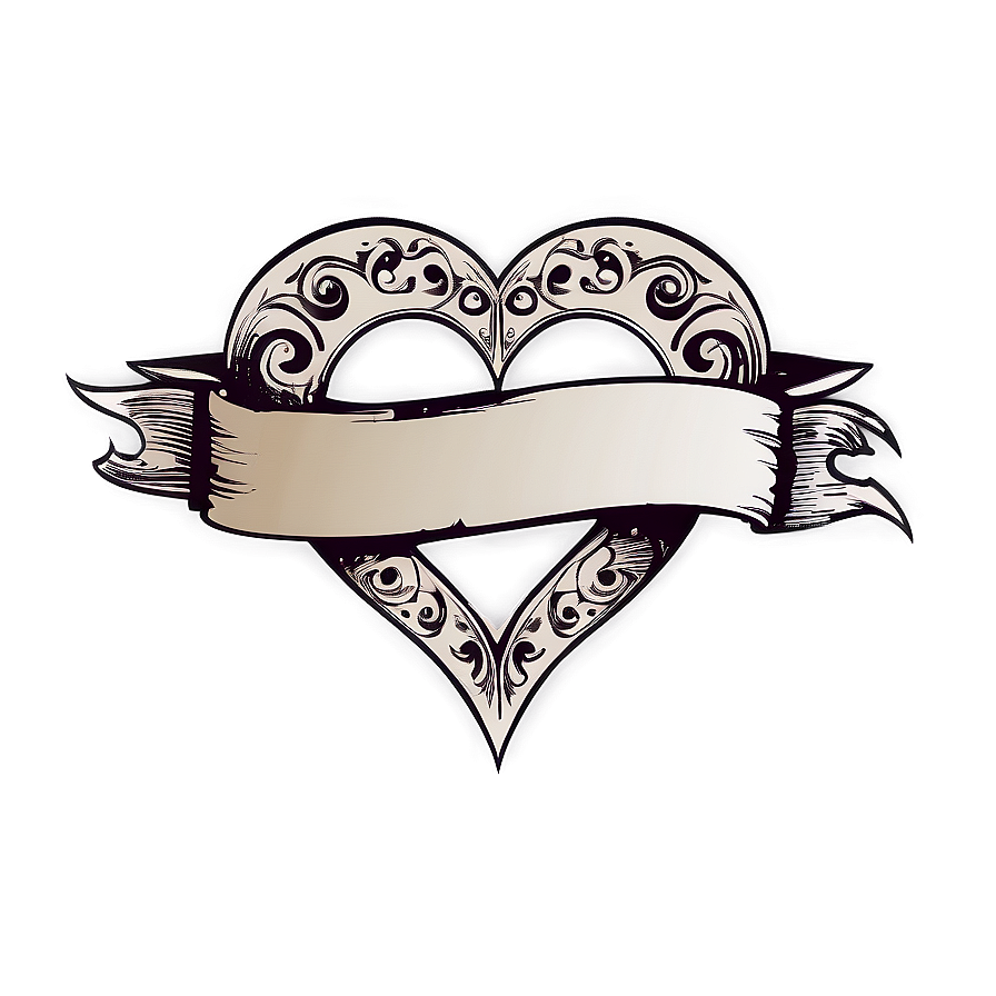 Heart With Banner Tattoo Png Xcs78 PNG image