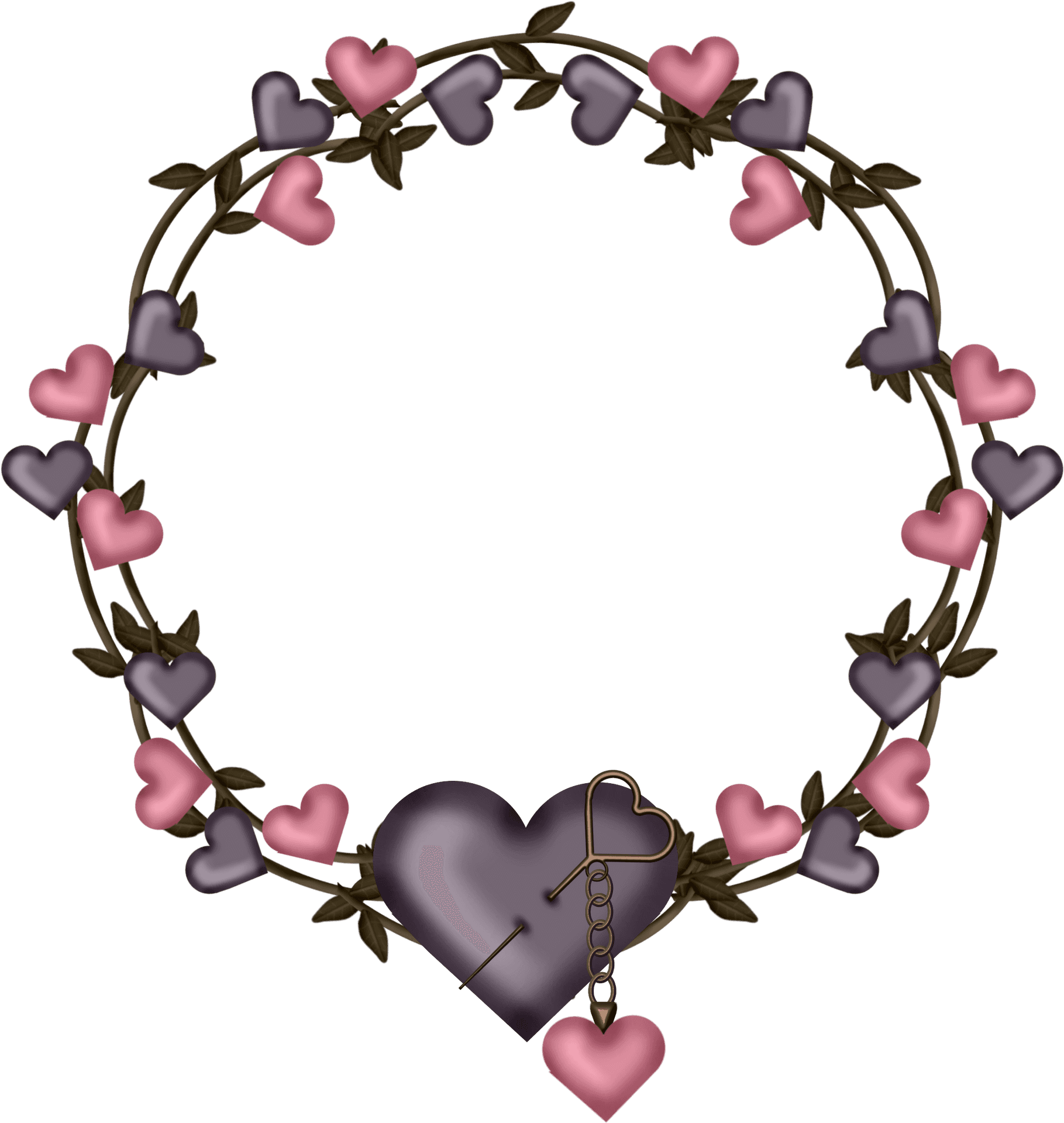 Heart Wreath Love Lock Graphic PNG image