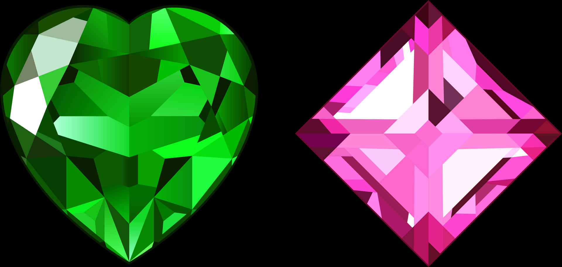 Heartand Diamond Shaped Gems PNG image