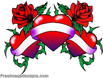 Heartand Roses Love Tattoo Design PNG image