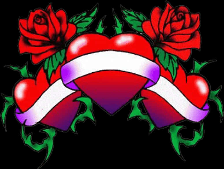 Heartand Roses Tattoo Design PNG image