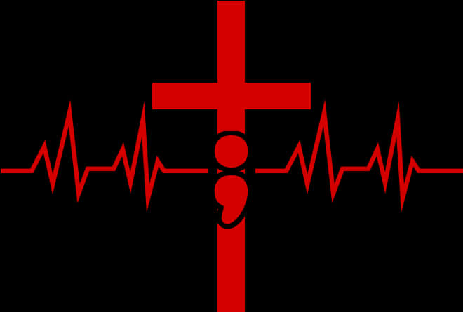 Heartbeat Cross Design PNG image
