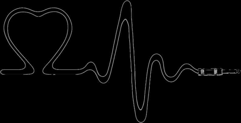 Heartbeat Line Audio Cable Concept PNG image