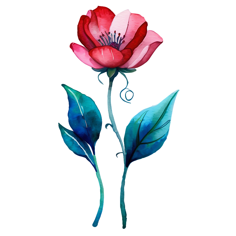 Heartfelt Watercolor Flower Png Pme78 PNG image