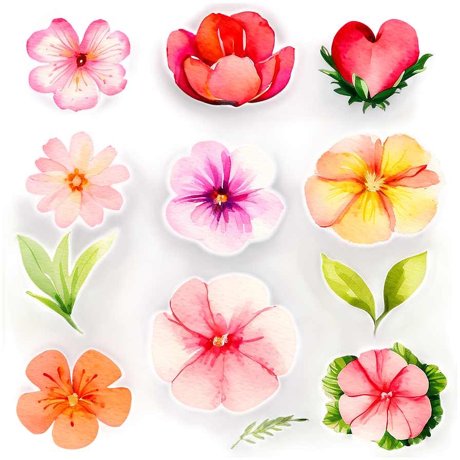 Heartfelt Watercolor Flower Png Ugm PNG image