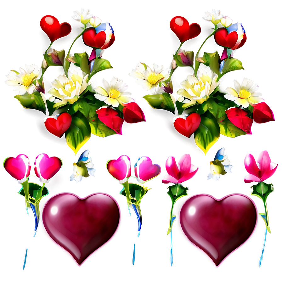 Hearts And Flowers Png 05032024 PNG image