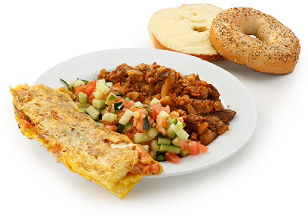 Hearty Breakfast Omelette Plate PNG image