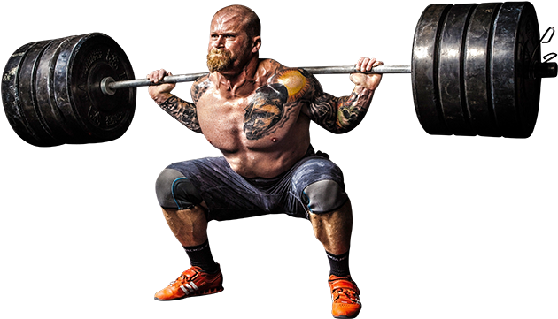 Heavy Barbell Squat Tattooed Athlete.png PNG image