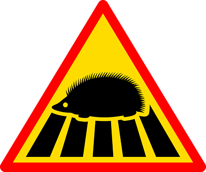 Hedgehog Triangle Warning Sign PNG image