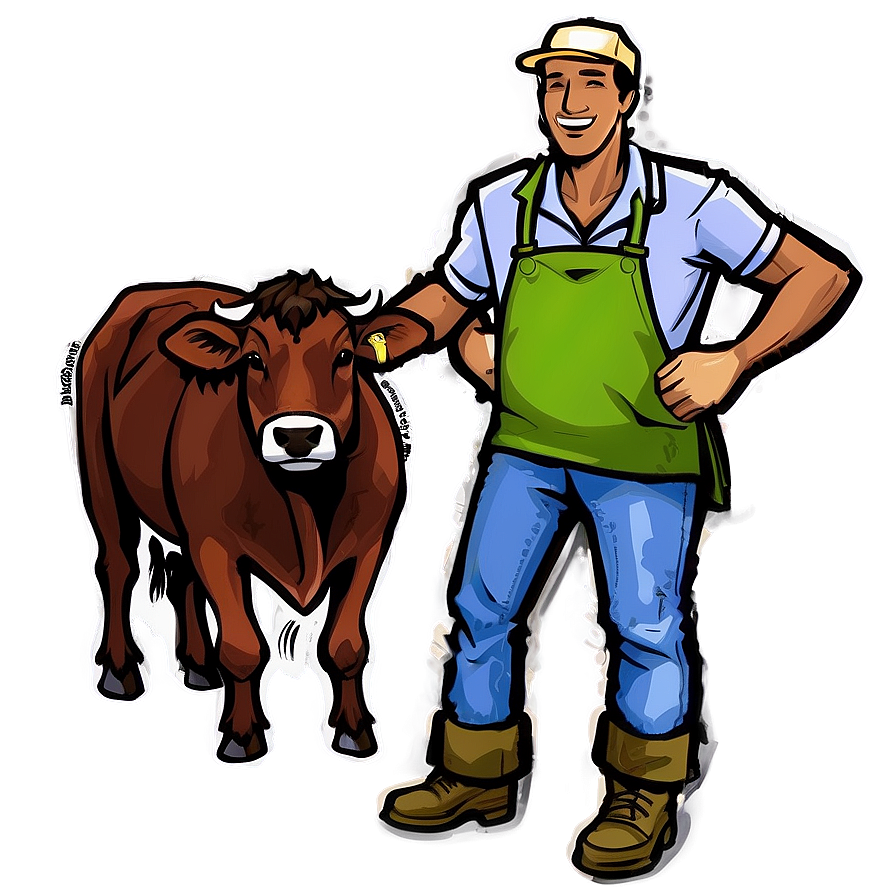 Heifer And Farmer Png 60 PNG image