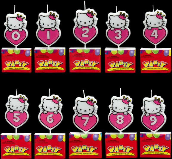 Hello Kitty Birthday Candlesand Banners PNG image