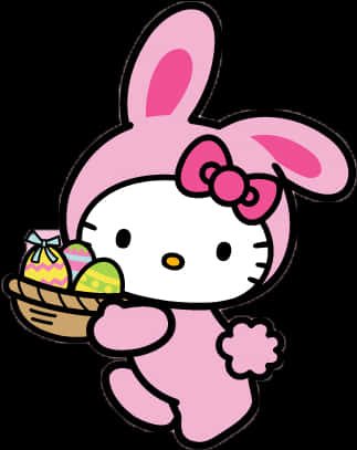 Hello Kitty Bunny Costume Easter Eggs PNG image