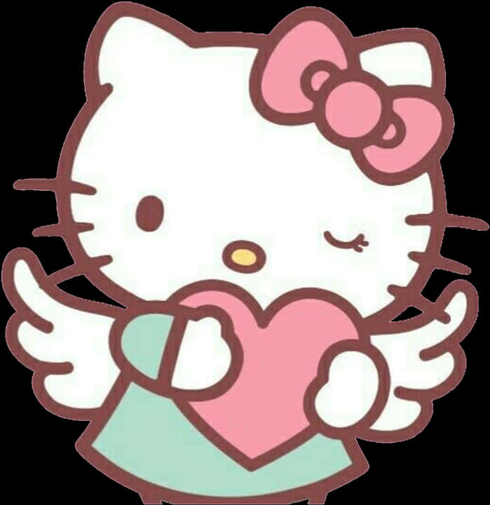 Hello Kitty Holding Heart PNG image