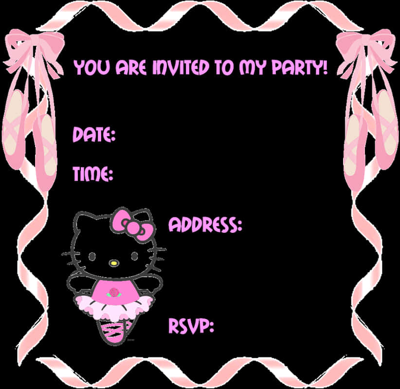 Hello Kitty Party Invitation Template PNG image