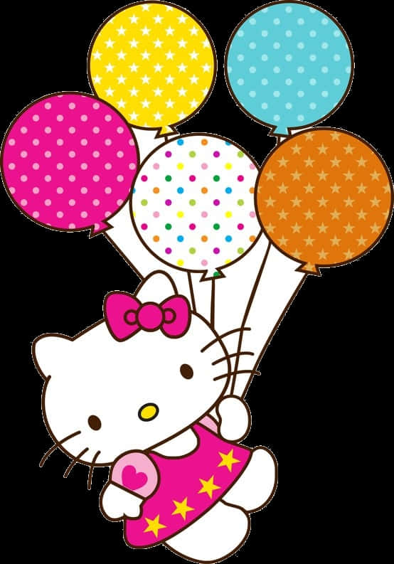 Hello Kitty With Balloons PNG image