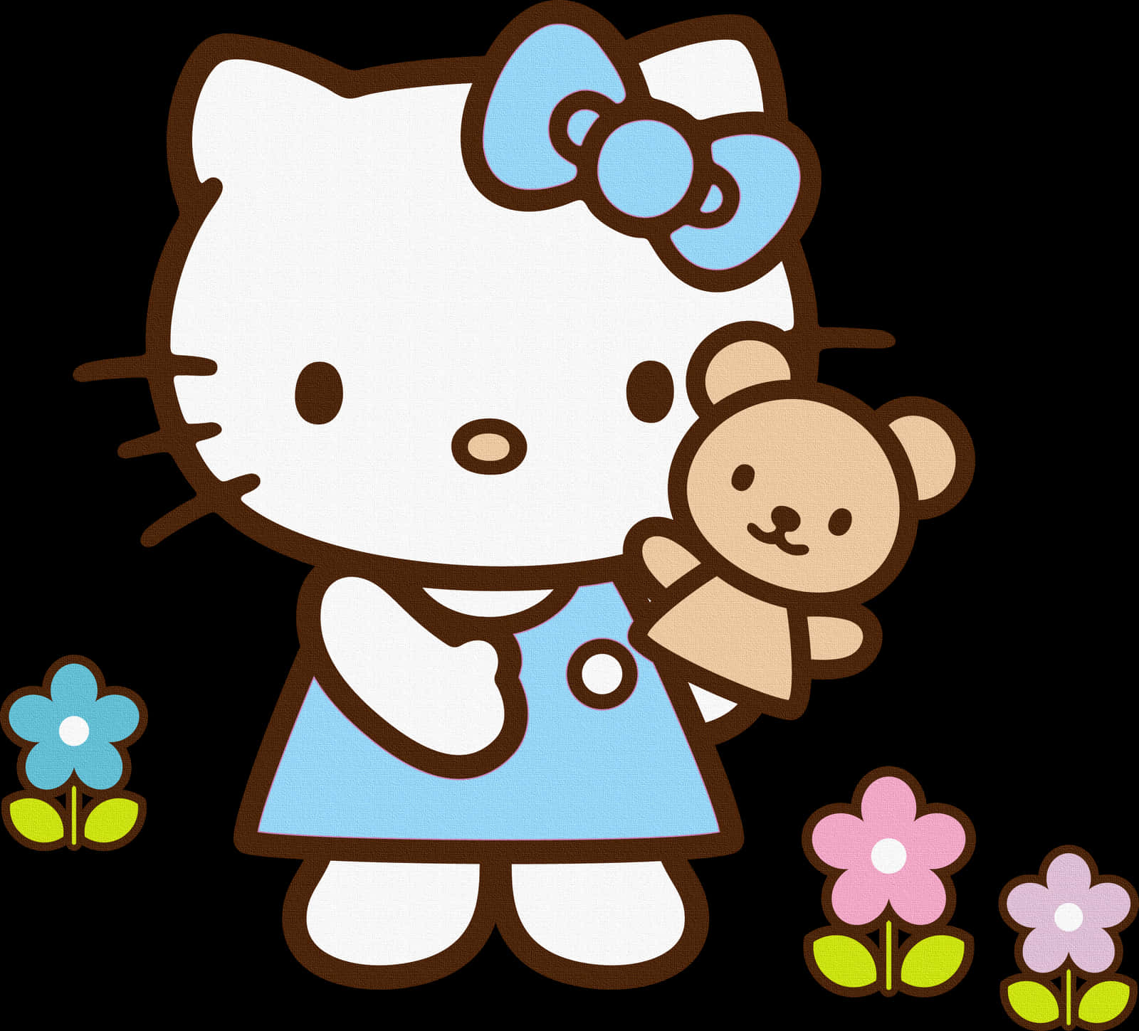 Hello Kitty With Teddy Bear PNG image