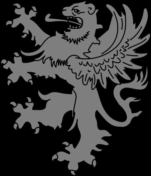 Heraldic_ Black_ Lion_ Rampant PNG image