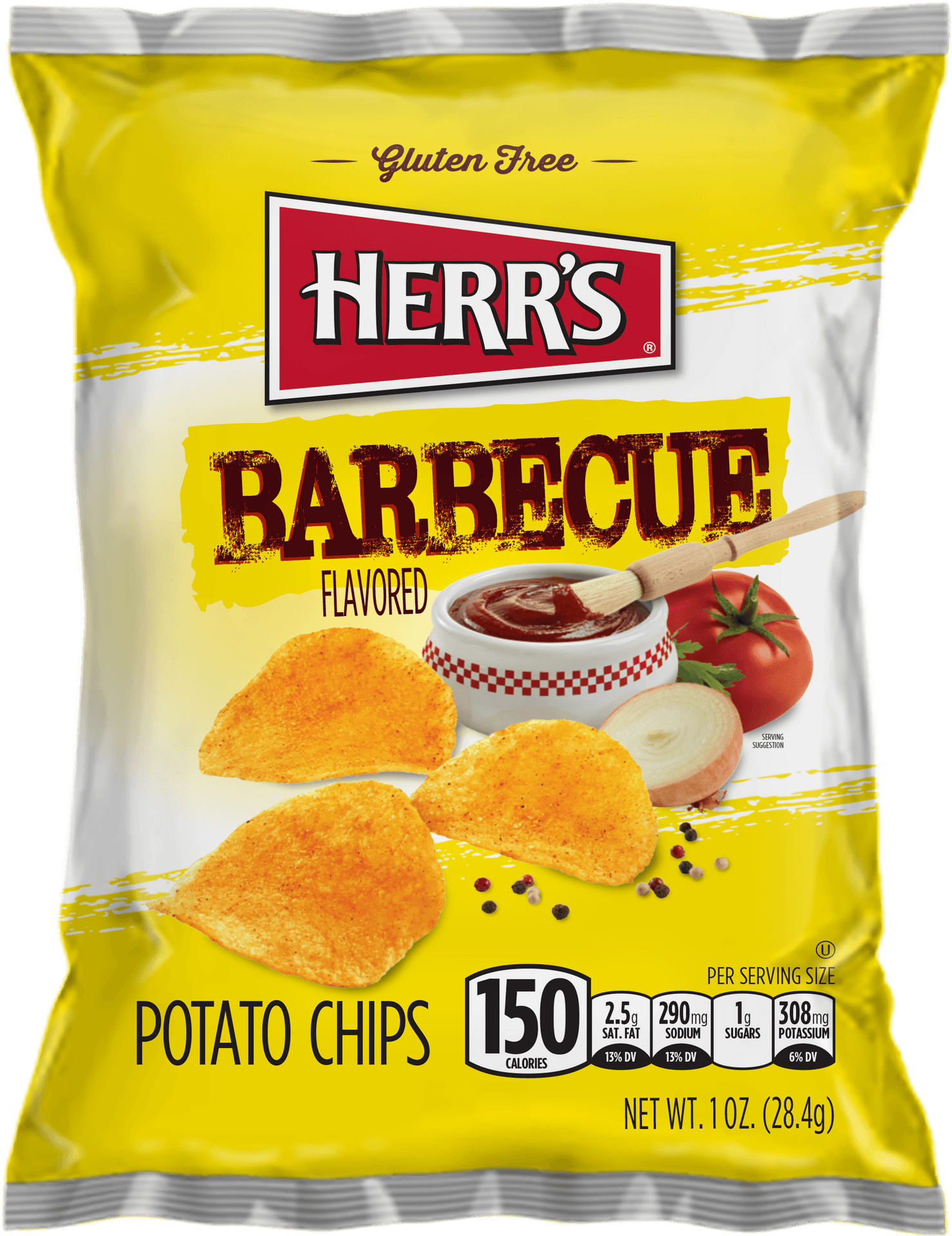 Herrs Barbecue Flavored Potato Chips Package PNG image