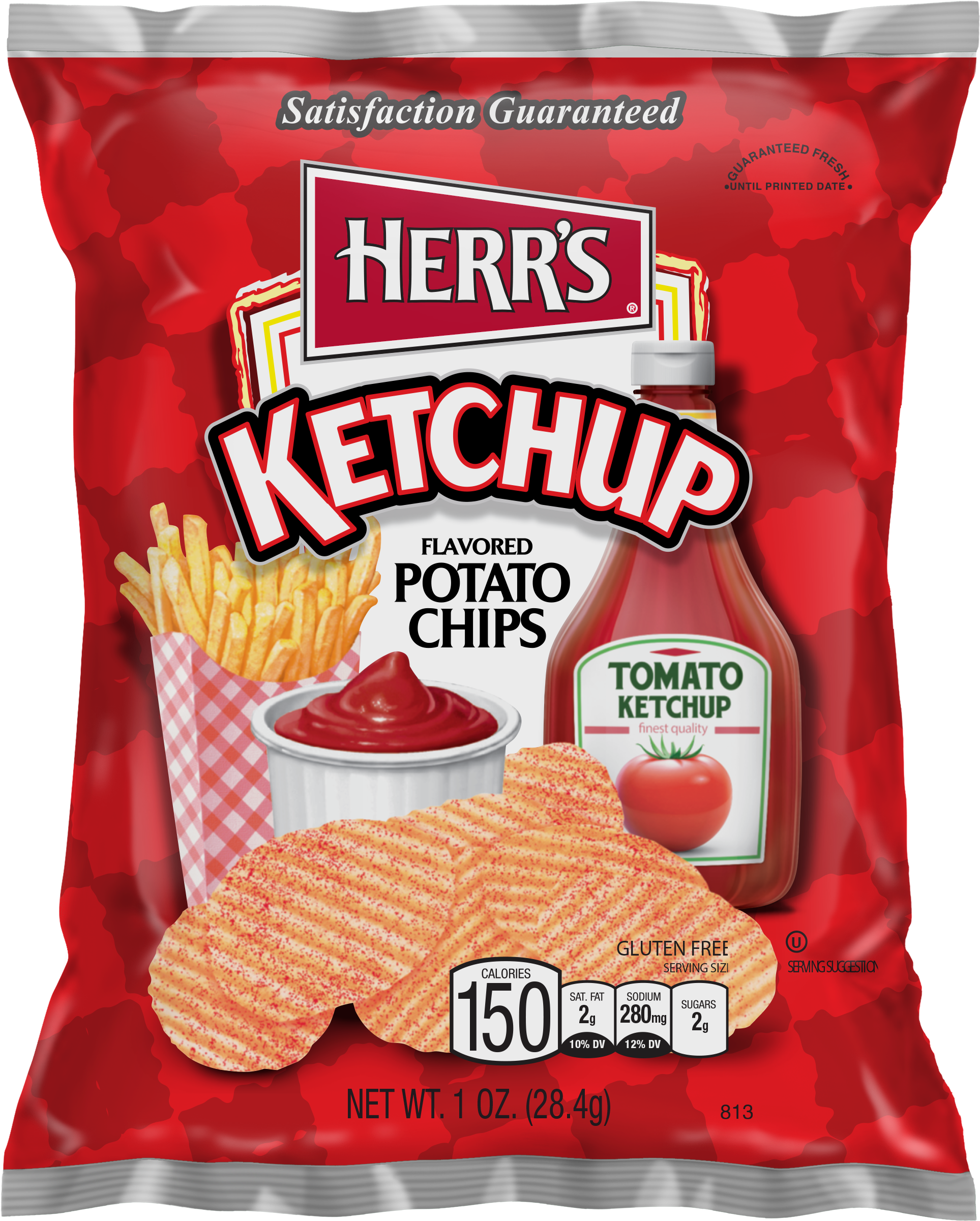 Herrs Ketchup Flavored Potato Chips Package PNG image