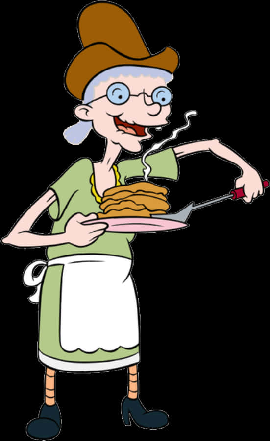 Hey Arnold Character Serving Pancakes PNG image