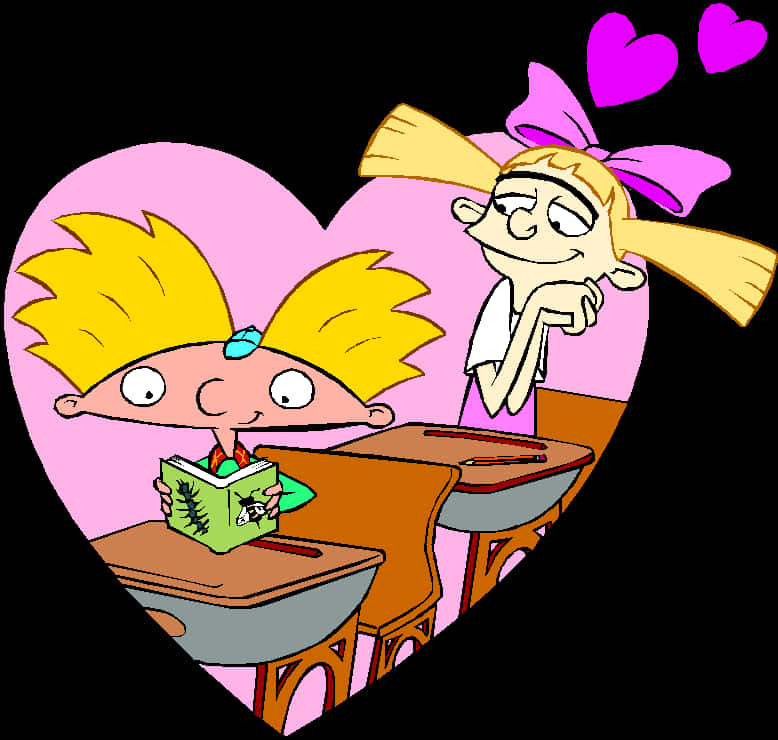 Hey Arnold Helga Admiring Arnold PNG image