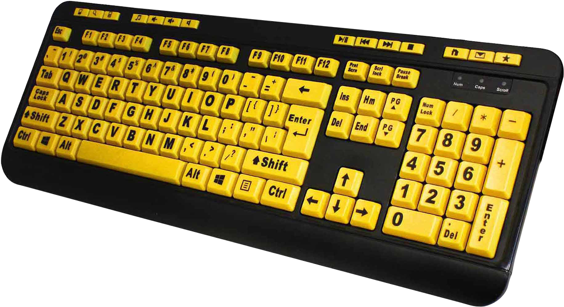 High Contrast Yellow Black Keyboard PNG image