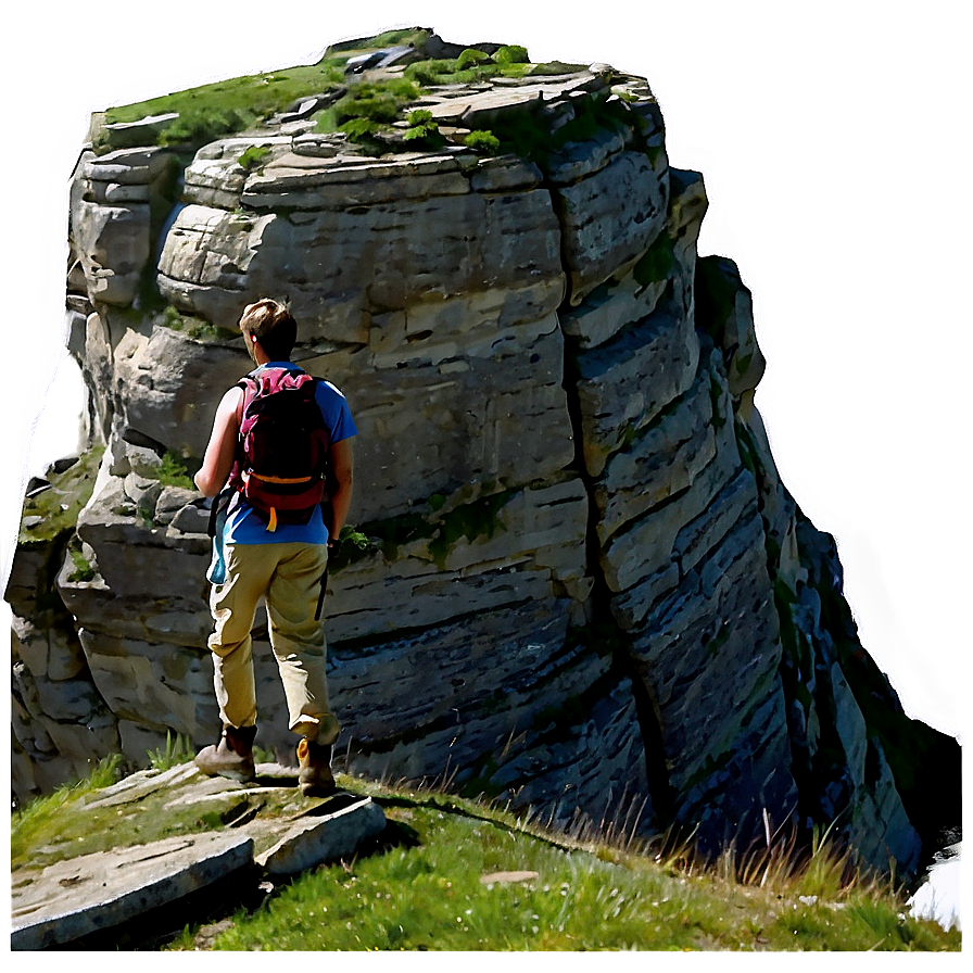 Hiker On Cliff Png Qpw PNG image