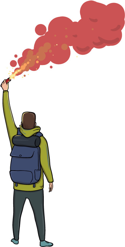 Hiker Signaling Distress Flare PNG image