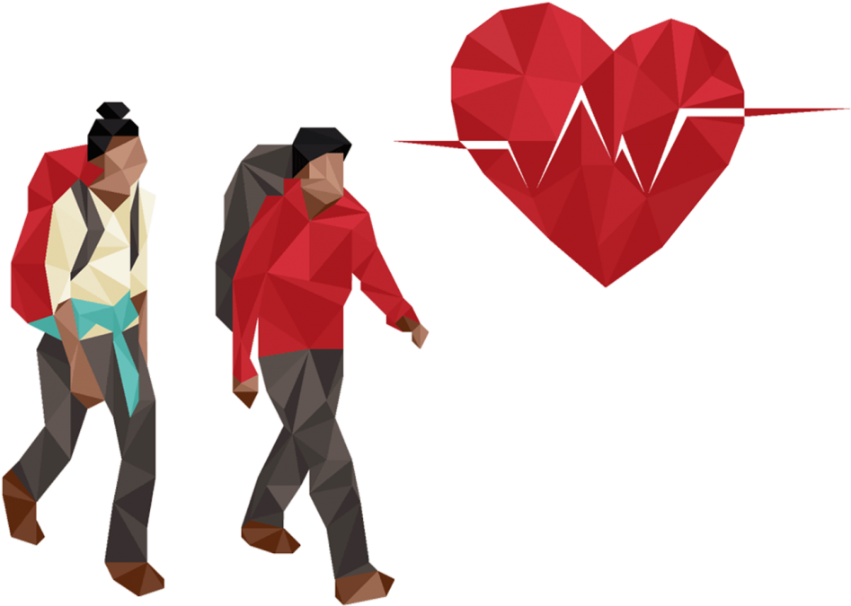 Hiking Heart Health Connection PNG image