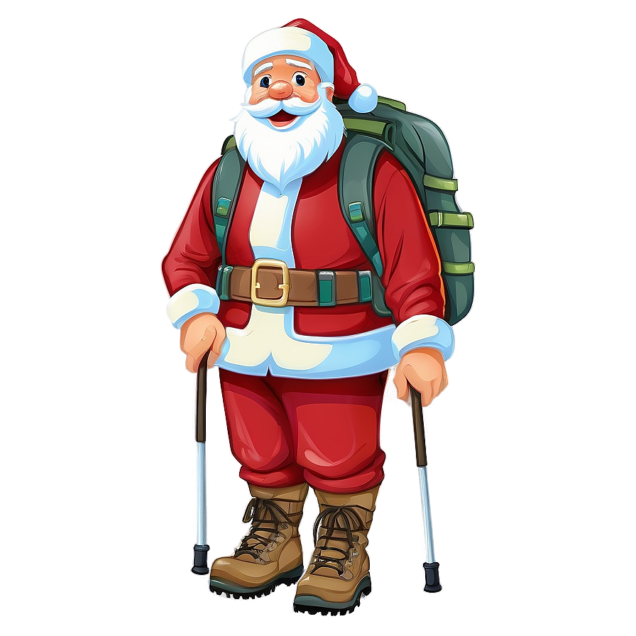 Hiking Santa Cartoon Png 06282024 PNG image