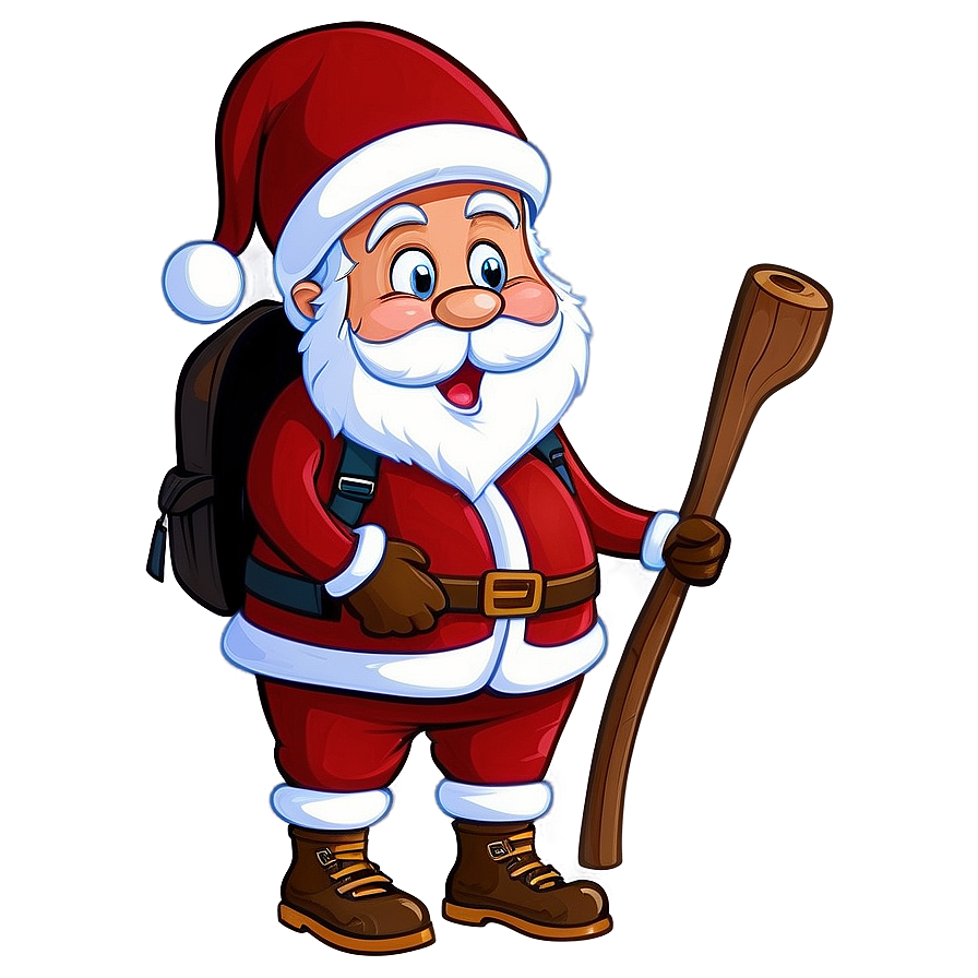 Hiking Santa Cartoon Png 10 PNG image