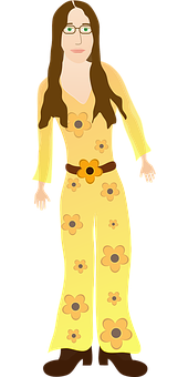 Hippie Fashion Cartoon Character PNG image
