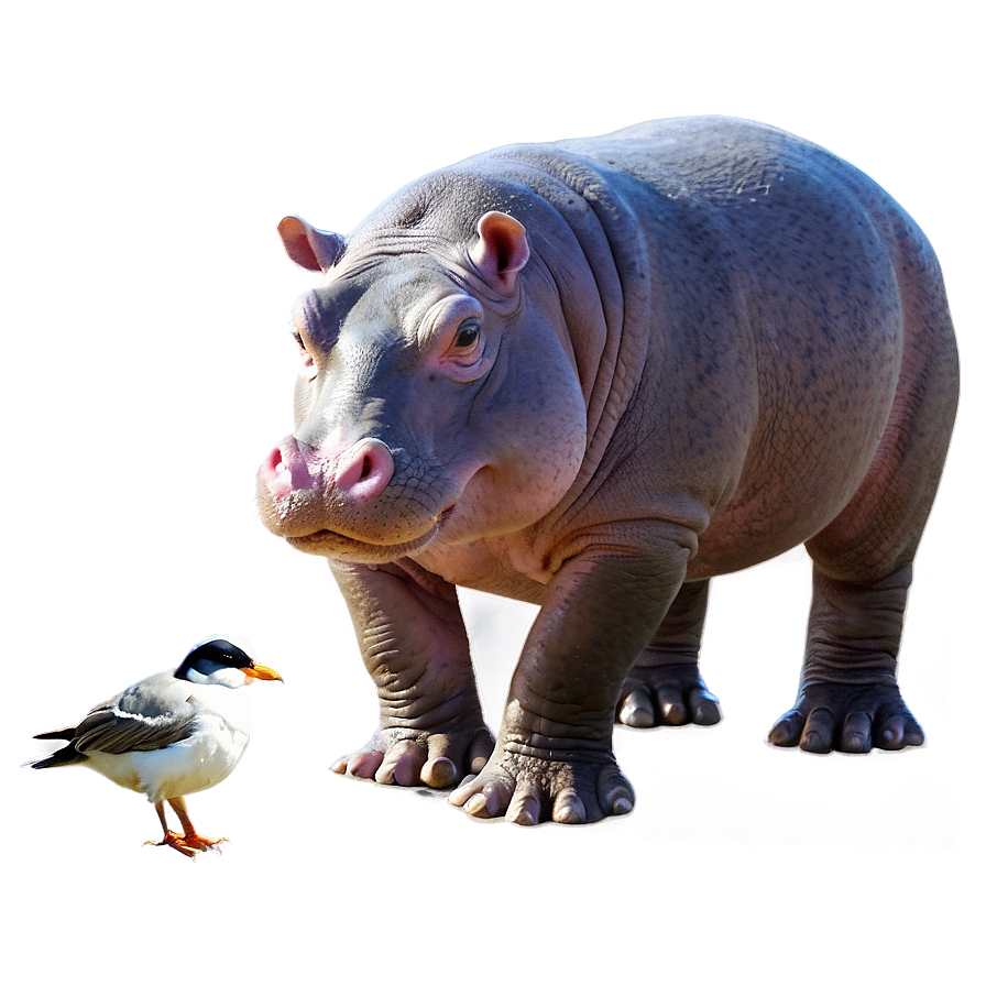 Hippo With Birds Png 7 PNG image