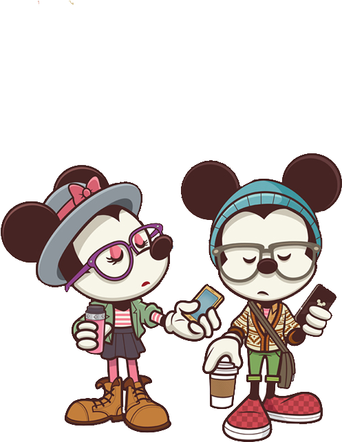 Hipster Cartoon Mice Illustration PNG image