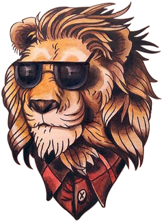 Hipster Lion Tattoo Design PNG image