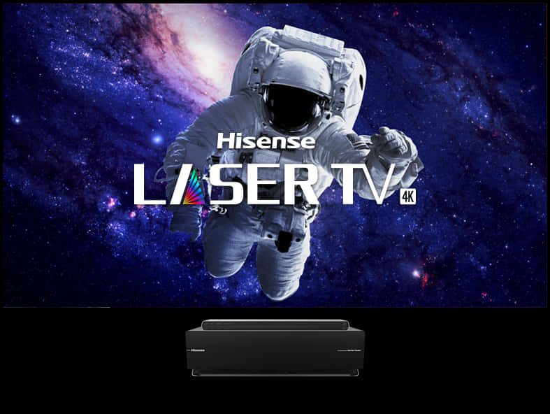 Hisense Laser T V4 K Astronaut Advertisement PNG image